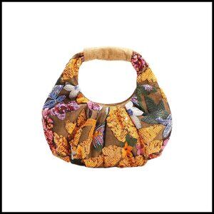Floral Sequin Evening Handbag Elegant Party Clutch Pleated Hobo Style